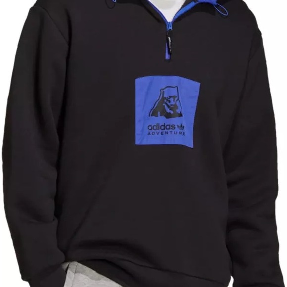 Adidas Adventure Mens Large 1/4 Zip Pullover Hoodie New Pbear H09054. - Picture 3 of 4